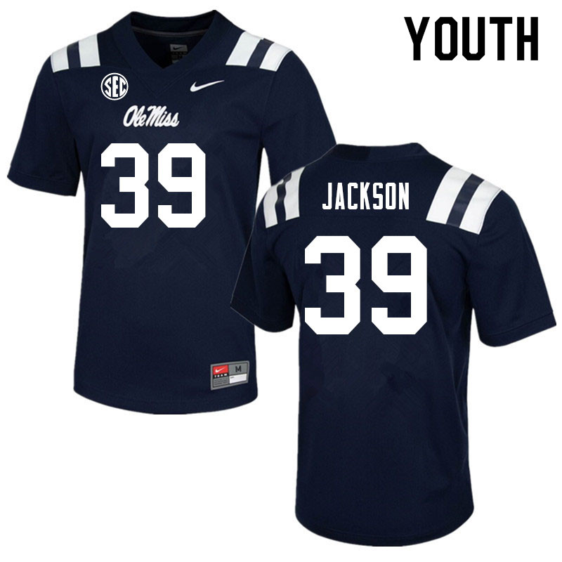 Youth #39 Dink Jackson Ole Miss Rebels College Football Jerseys Sale-Navy